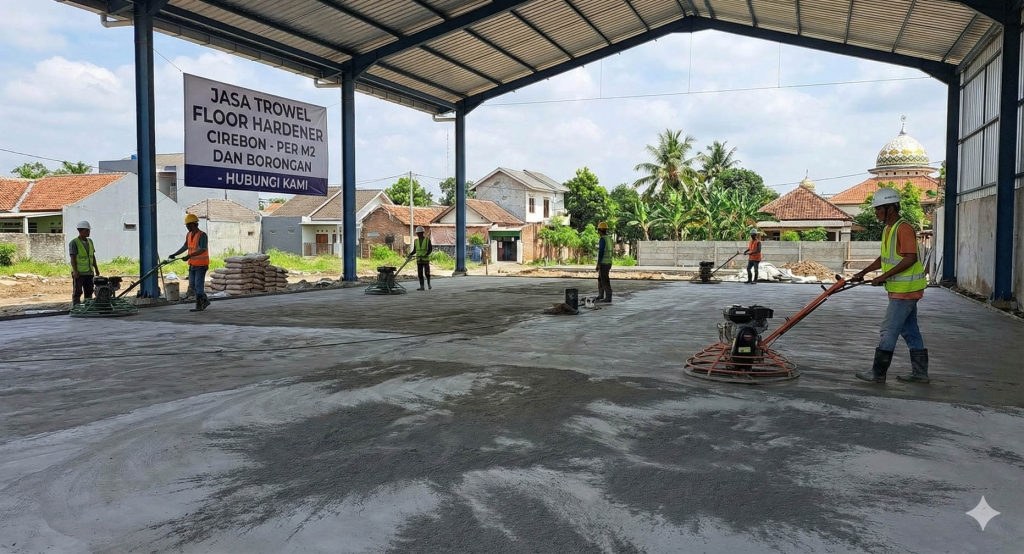 Jasa Trowel Floor Hardener Cirebon per M2 dan Borongan